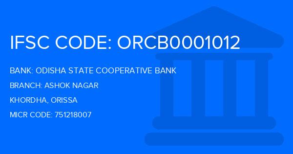 Odisha State Cooperative Bank Ashok Nagar Branch IFSC Code