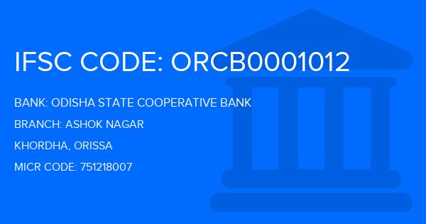 Odisha State Cooperative Bank Ashok Nagar Branch IFSC Code