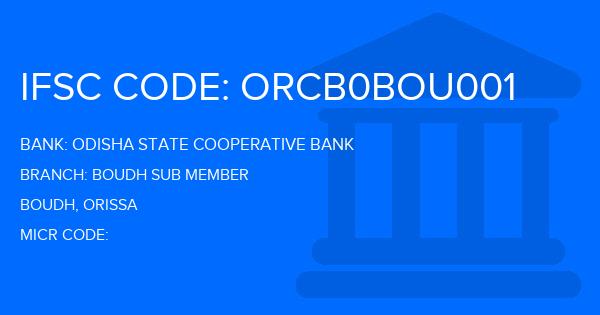 Odisha State Cooperative Bank Boudh Sub Member Branch IFSC Code