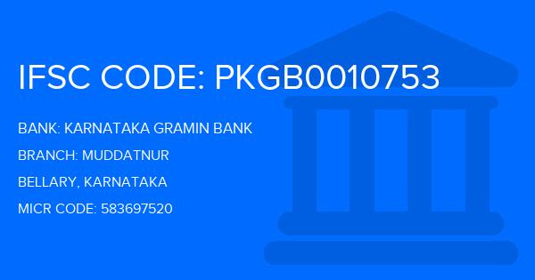 Karnataka Gramin Bank Muddatnur Branch IFSC Code