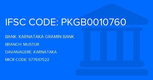 Karnataka Gramin Bank Mustur Branch IFSC Code