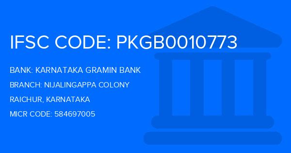 Karnataka Gramin Bank Nijalingappa Colony Branch IFSC Code