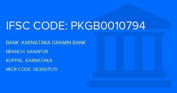 Karnataka Gramin Bank Sanapur Branch IFSC Code