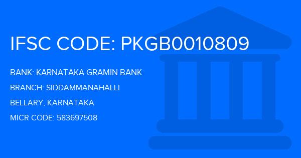Karnataka Gramin Bank Siddammanahalli Branch IFSC Code