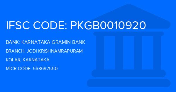 Karnataka Gramin Bank Jodi Krishnamrapuram Branch IFSC Code