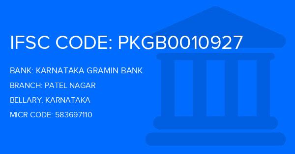 Karnataka Gramin Bank Patel Nagar Branch IFSC Code