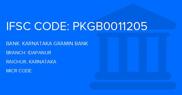 Karnataka Gramin Bank Idapanur Branch IFSC Code