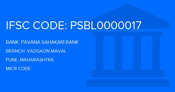 Pavana Sahakari Bank Vadgaon Maval Branch IFSC Code