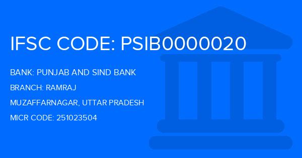 Punjab And Sind Bank (PSB) Ramraj Branch IFSC Code