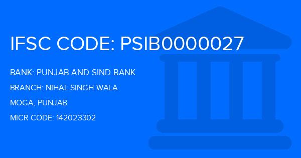 Punjab And Sind Bank (PSB) Nihal Singh Wala Branch IFSC Code