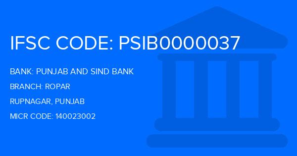 Punjab And Sind Bank (PSB) Ropar Branch IFSC Code