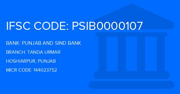 Punjab And Sind Bank (PSB) Tanda Urmar Branch IFSC Code
