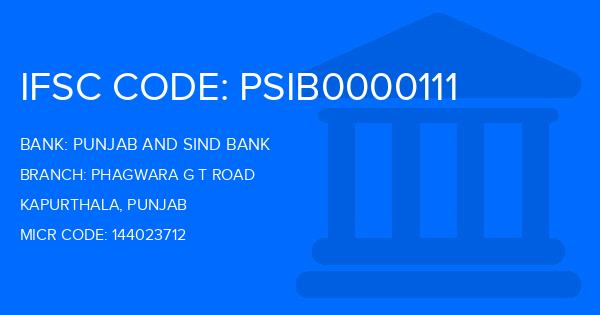 Punjab And Sind Bank (PSB) Phagwara G T Road Branch IFSC Code