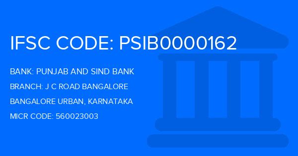 Punjab And Sind Bank (PSB) J C Road Bangalore Branch IFSC Code