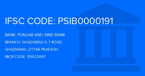 Punjab And Sind Bank (PSB) Ghaziabad G T Road Branch IFSC Code