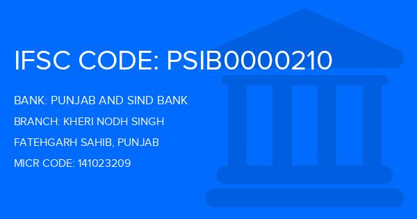 Punjab And Sind Bank (PSB) Kheri Nodh Singh Branch IFSC Code