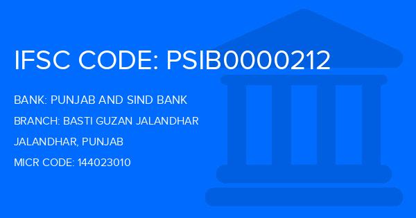 Punjab And Sind Bank (PSB) Basti Guzan Jalandhar Branch IFSC Code