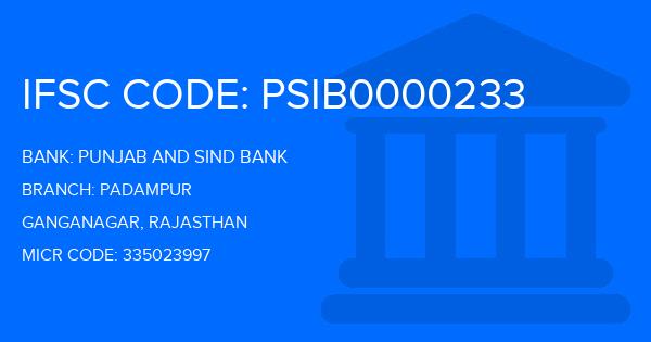 Punjab And Sind Bank (PSB) Padampur Branch IFSC Code