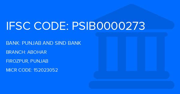 Punjab And Sind Bank (PSB) Abohar Branch IFSC Code