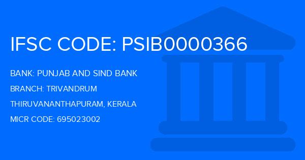 Punjab And Sind Bank (PSB) Trivandrum Branch IFSC Code