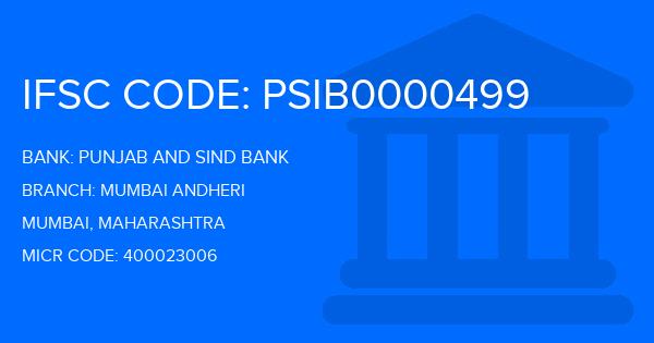 Punjab And Sind Bank (PSB) Mumbai Andheri Branch IFSC Code