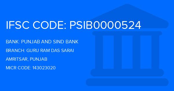 Punjab And Sind Bank (PSB) Guru Ram Das Sarai Branch IFSC Code
