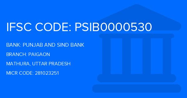 Punjab And Sind Bank (PSB) Paigaon Branch IFSC Code