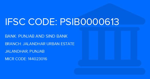 Punjab And Sind Bank (PSB) Jalandhar Urban Estate Branch IFSC Code