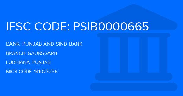 Punjab And Sind Bank (PSB) Gaunsgarh Branch IFSC Code