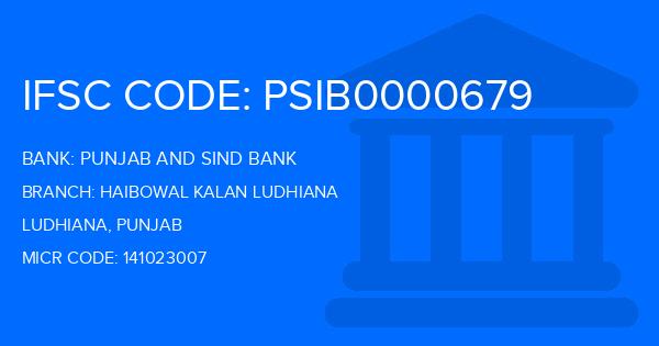 Punjab And Sind Bank (PSB) Haibowal Kalan Ludhiana Branch IFSC Code