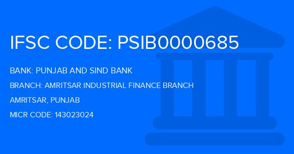 Punjab And Sind Bank (PSB) Amritsar Industrial Finance Branch