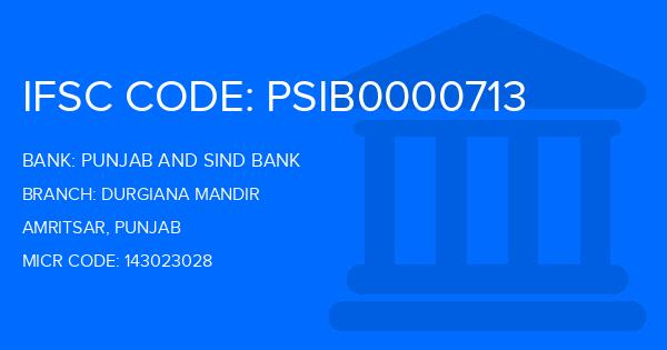Punjab And Sind Bank (PSB) Durgiana Mandir Branch IFSC Code