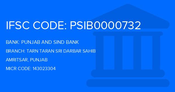 Punjab And Sind Bank (PSB) Tarn Taran Sri Darbar Sahib Branch IFSC Code