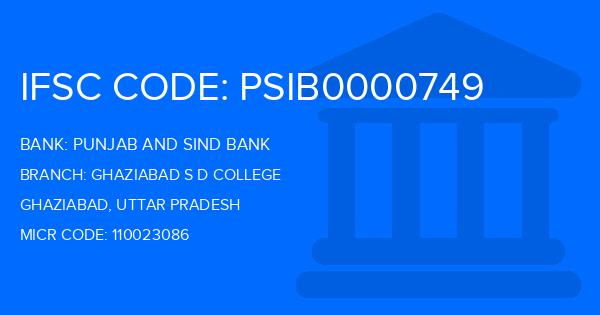 Punjab And Sind Bank (PSB) Ghaziabad S D College Branch IFSC Code