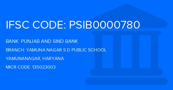 Punjab And Sind Bank (PSB) Yamuna Nagar S D Public School Branch IFSC Code