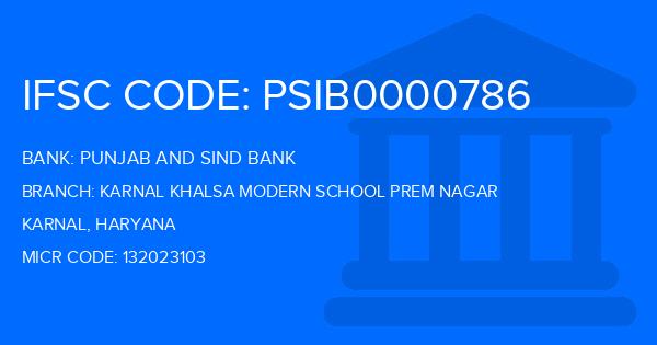 Punjab And Sind Bank (PSB) Karnal Khalsa Modern School Prem Nagar Branch IFSC Code