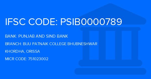 Punjab And Sind Bank (PSB) Biju Patnaik College Bhubneshwar Branch IFSC Code