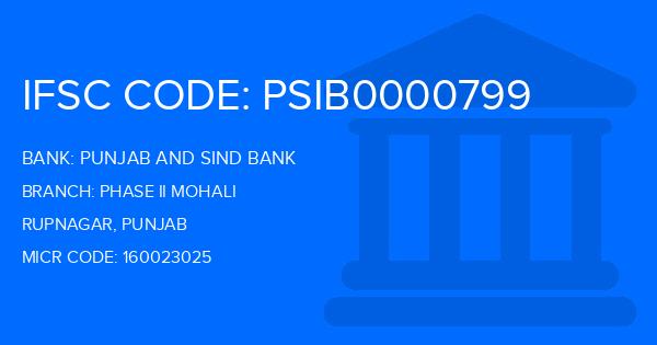 Punjab And Sind Bank (PSB) Phase Ii Mohali Branch IFSC Code