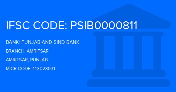 Punjab And Sind Bank (PSB) Amritsar Branch IFSC Code