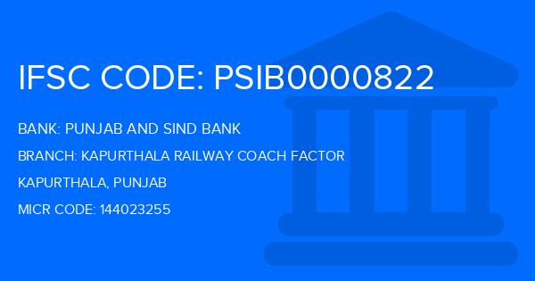 Punjab And Sind Bank (PSB) Kapurthala Railway Coach Factor Branch IFSC Code