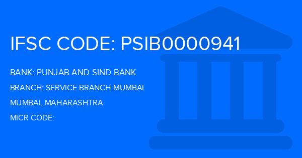 Punjab And Sind Bank (PSB) Service Branch Mumbai Branch IFSC Code