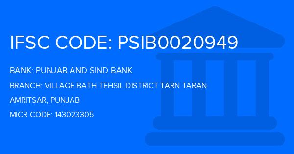 Punjab And Sind Bank (PSB) Village Bath Tehsil District Tarn Taran Branch IFSC Code