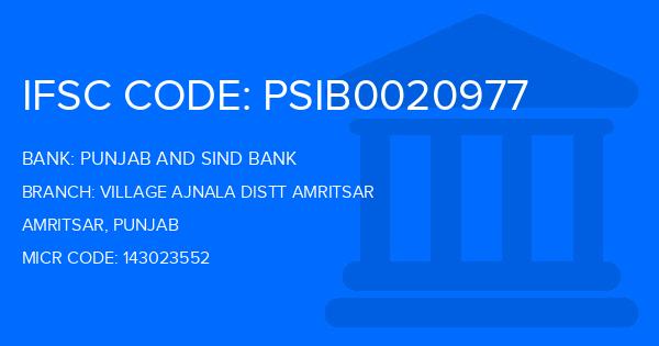 Punjab And Sind Bank (PSB) Village Ajnala Distt Amritsar Branch IFSC Code