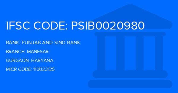 Punjab And Sind Bank (PSB) Manesar Branch IFSC Code