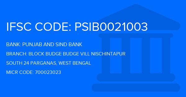 Punjab And Sind Bank (PSB) Block Budge Budge Vill Nischintapur Branch IFSC Code