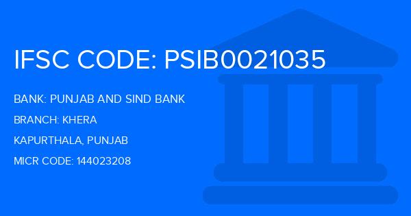 Punjab And Sind Bank (PSB) Khera Branch IFSC Code