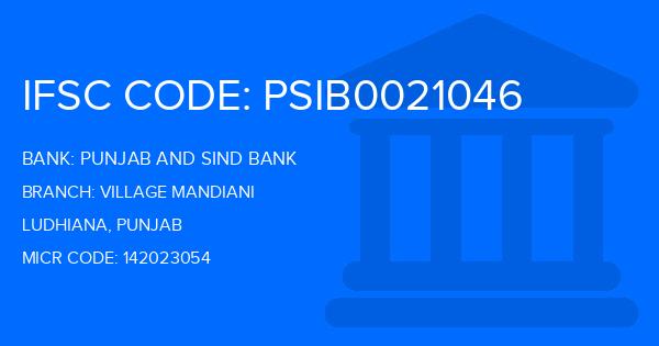 Punjab And Sind Bank (PSB) Village Mandiani Branch IFSC Code
