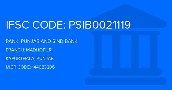 Punjab And Sind Bank (PSB) Madhopur Branch IFSC Code