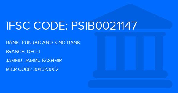 Punjab And Sind Bank (PSB) Deoli Branch IFSC Code