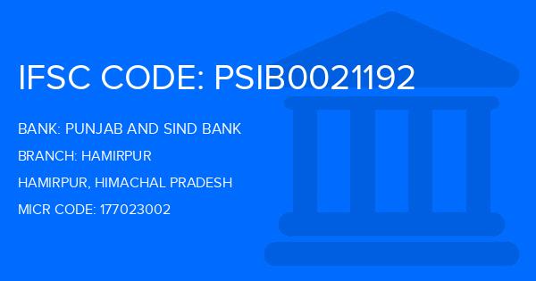 Punjab And Sind Bank (PSB) Hamirpur Branch IFSC Code
